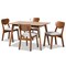 Baxton Studio Damara Mid-Century Modern Grey Fabric and Walnut Brown Finished Wood 5-Piece Dining Set 183-11645-11644-Zoro - alternate 1